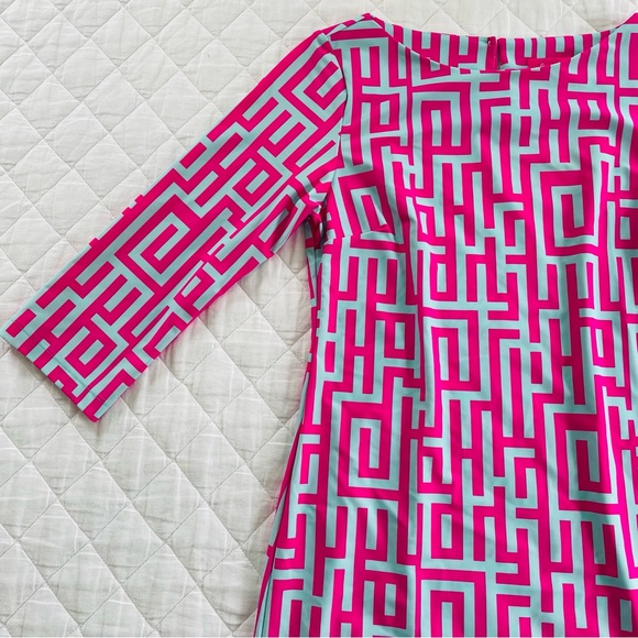 Britt Ryan Shift 3/4 Sleeve Dress Geometric Print - Picture 2 of 8